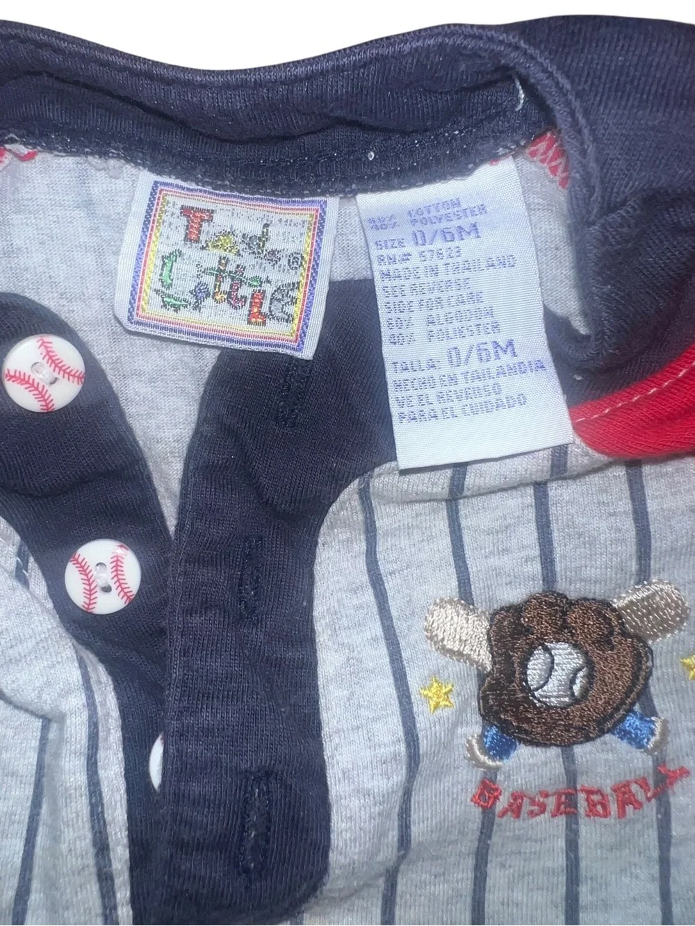 Baby Navy Gray Red Baseball Embroidered Two Piece set